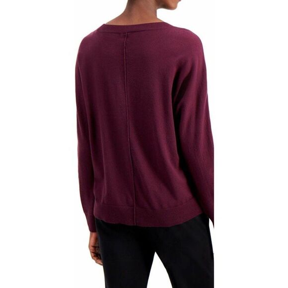 Alfani Pullover Sweater Top XS Dark‎ Purple Women's Seam-Front Relaxed NEW - Picture 6 of 7